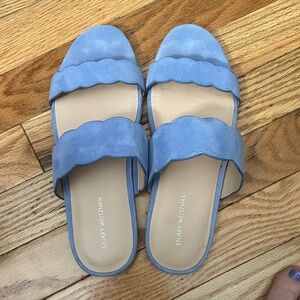 Stuart Weitzman Blue Santorini‎ Scallop Slide Sandals size 7